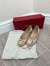 Salvatore Ferragamo Beige Ena Low Heel Pump Ballet Flat Shoes Size US 5.5 UK 3.5