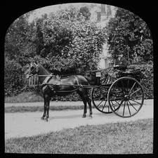 Magic Lantern Slide PONY AND TRAP AT WEST ELLA C1899 VICTORIAN PHOTO NEAR HULL