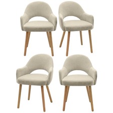 Set of 4 Beige Upholstered