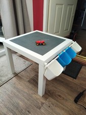 Vintage White Lack IKEA Lego Play Table + 4 Removable Storage Compartments 