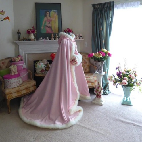 Winter bridal cape pale - bridal, pale-pink