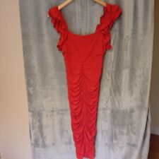 Frank Lyman Red Bodycon Ruffled Sleeves Festive Cocktail Dress Sz UK 10