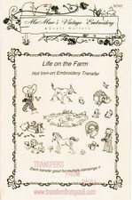 Life on the Farm Hot Iron Embroidery Transfers by Mamaw's Vintage Embroidery