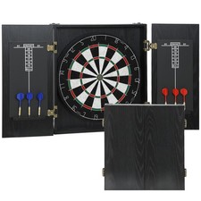 SPORTNOW Bristle Dartboard Set with Cabinet, 6 Steel Tip Darts, Dart Board