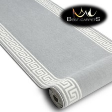 Modern Hall Carpet Runner BCF "MORAD" Grek greek frame GREY / WHITE 60-120 cm