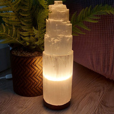 Selenite Tower Lamp Natural