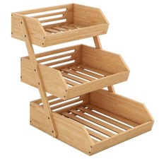 Bamboo Fruit Basket Bowl Holder Fruit Rack Holder Organiser Storage Stand