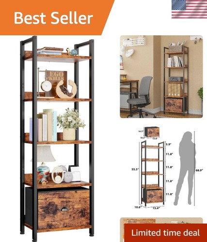 Rustic tier bookcase - 5-tier, with