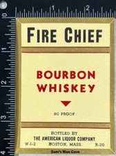Fire Chief Bourbon Whiskey Label - MASSACHUSETTS