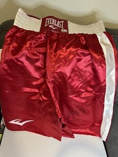 Tyson Fury Signed Everlast Boxing Red & White Trunks Beckett COA Gypsy King XL