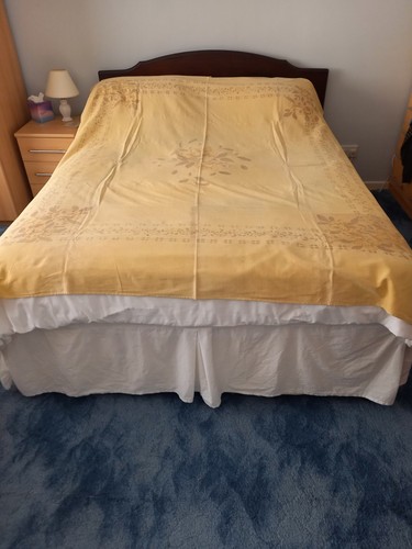 Yellow linen embroidered - linen,
