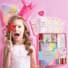 Girls DIY Journal Set Gift Christmas Stationary Scrapbook Diary Pens Teen