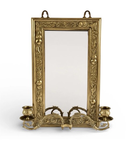 Antique brass wall mirror with - antique,