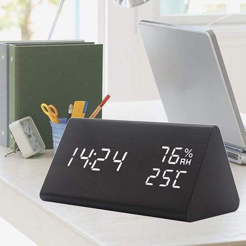 Modern wooden led desk - led, clock