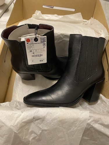 Zara black leather - zara, ankle