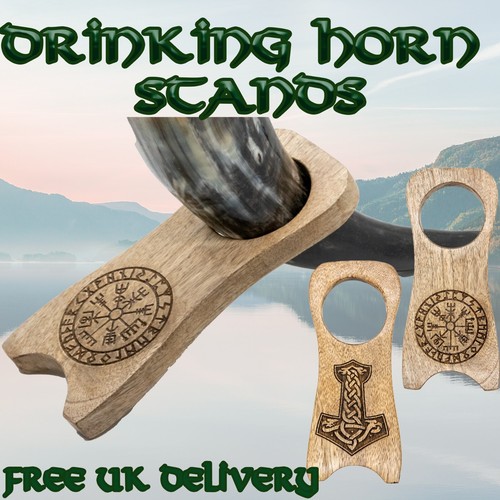 Wooden drinking horn stand - wooden,