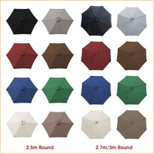 Replacement Fabric 2.5m 2.7m 3m Garden Patio Parasol Canopy Cover 6 Arm or 8 Arm