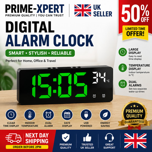 Digital wall clock - digital, temperature