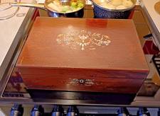 antique wooden box inlaid