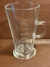 Costa Coffee Latte Glass -Logo Embossed Clear Glass - Hot Chocolate / Coffee Mug