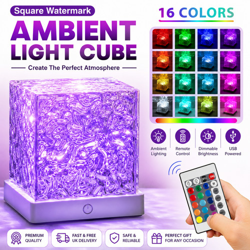 Rgb ambient led crystal cube - crystal,