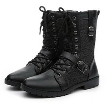 Men’s Gothic Rock Boots Faux Leather Side Zipper UK Size 7