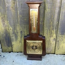 VTG SHORTLAND BOWEN WOODEN CASE BANJO BAROMETER THERMOMETER 46.5x19.5cm Untested