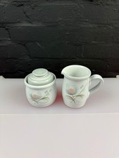 Denby Whisper Milk / Cream Jug 4.5" and Covered / Lidded Sugar Bowl Set