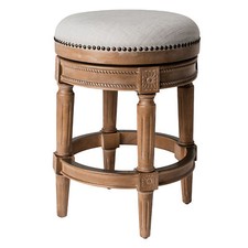 Maven Lane Counter Stool in Weathered Oak Sand Color Fabric Upholstery(Open Box)