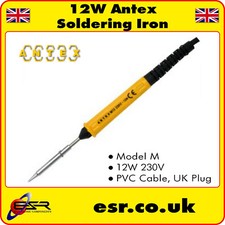 Antex Model M 12W 230V Soldering Iron with PVC Cable, UK Plug S172470 M12
