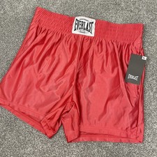 Everlast Boxing Trunks Shorts Red Satin Size L Large 100% Polyester Workout NWT