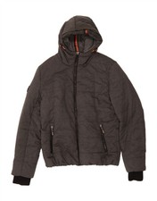 SUPERDRY Mens Hooded Padded Jacket UK 42 XL Grey Polyester BY30