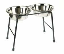 Dog Raised Bowls Stand 2 x 1600ml Food Feeder Double Water 300mm High