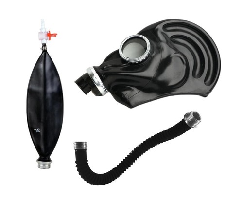 Black rubber gas mask - black, full