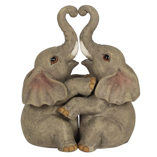 Elephant couple ornament resin - elephant,