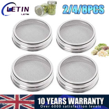2/4/8X Stainless Steel Sprouting Jar Lid Kit Seed Sprouter Mesh Filter For Mason
