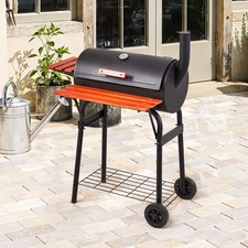Large Oil Drum Barrel Grill with Chimney+Shelf  Portable BBQ Picnic Grill Smoker