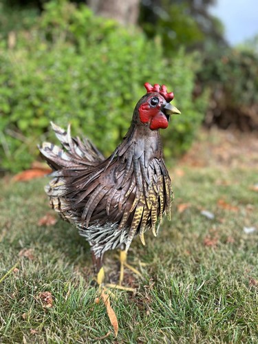 Decorative metal brown hen - decorative,