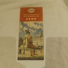  Esso Road Map Peru 1950's Vintage Map 
