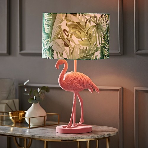 Pink velvet flamingo - velvet, table