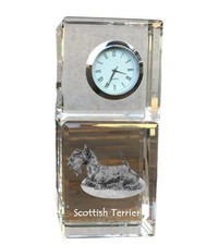 Scottish terrier, Aberdeen Terrier, Scottie, Aberdeenie - crystal clock with a p