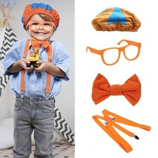 Be Like Blippi Dress up! Role play Costume Hat Glasses Suspenders Bow Tie Props