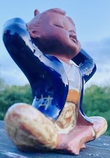 Yoga Girl 50s Handpainted Seto #Kitsch Red Clay Art Pottery Retro MCM Japan Vtg.