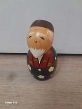 Wooden Japanese Kokeshi Wooden Doll Wise Old Man Elder Figure Hand Painted
