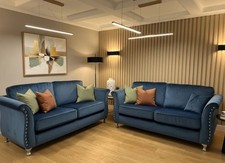 Liam Ex-Display Grey Fabric 3 Seater Chaise Sofa + Chair | EXLIA