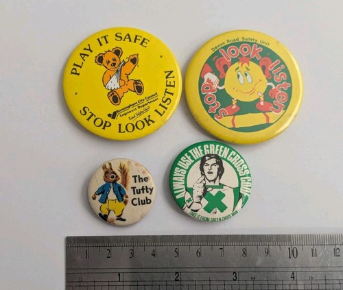Vintage road safety pin - road,