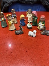 VINTAGE NATIVITY SET HANDPAINTED CERAMIC FIGURES WITH 3 KINGS SHEPHERDS ANIMALS
