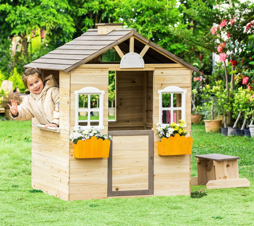 Wooden kids playhouse - wooden,