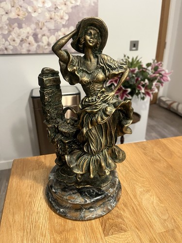 Antique bronze spelter woman - spelter,