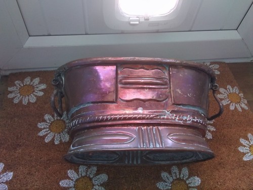 Antique copper planter tub - copper,